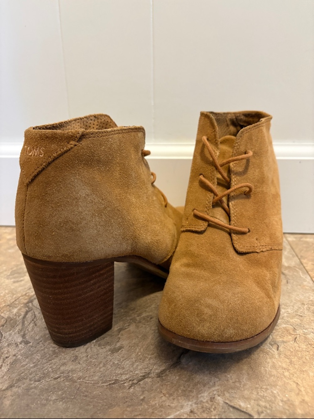Toms Tan Suede Lace-Up Ankle Boots
